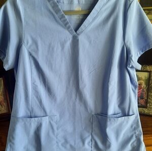 Healing Hands Ceil Blue Scrub Top Sz L Brand New